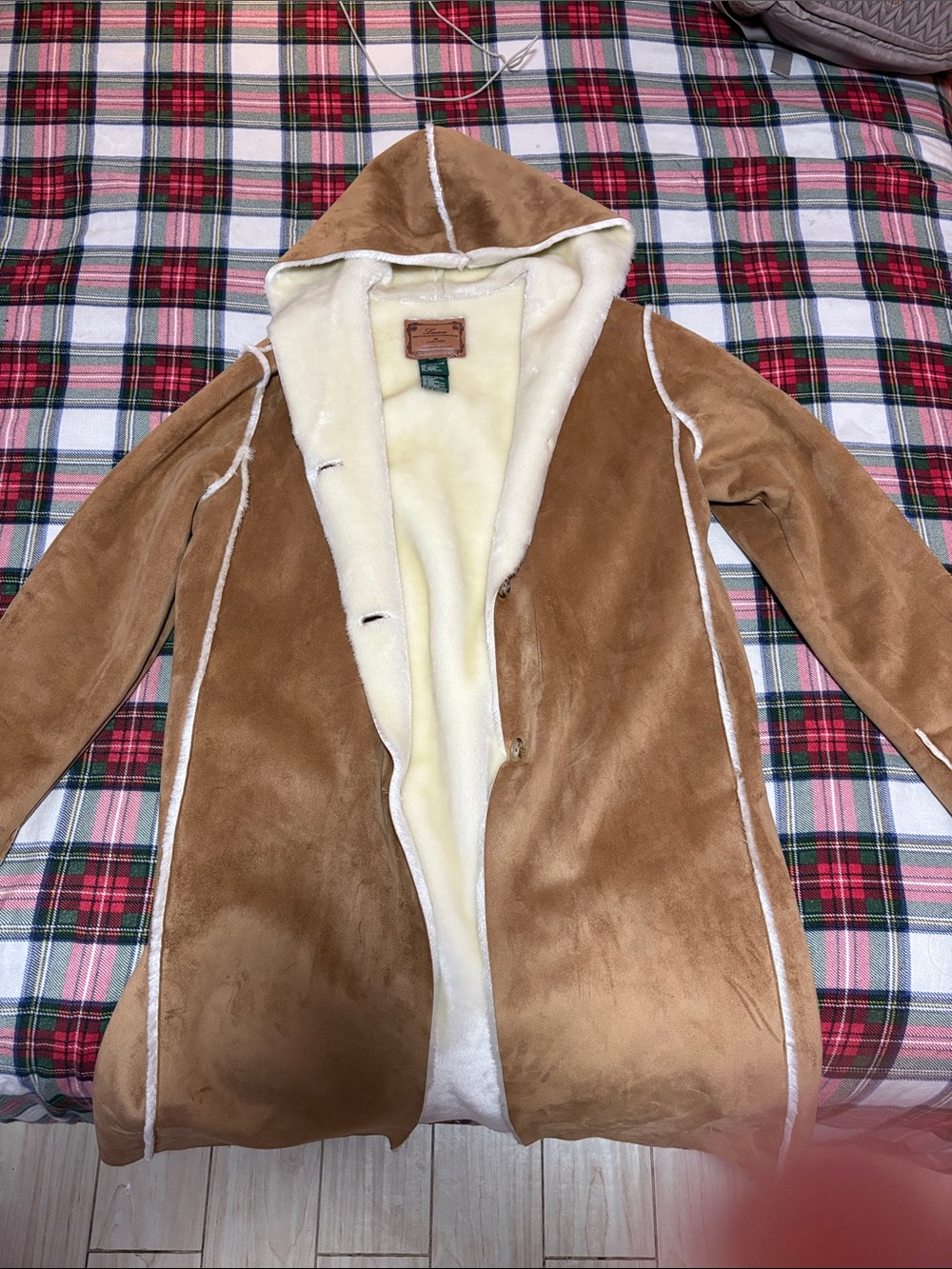 RALPH LAUREN shearling hooded long coat